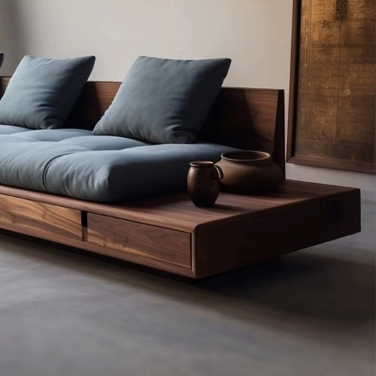 Прямой диван Lee темный орех, ткань, 260*80*75 см