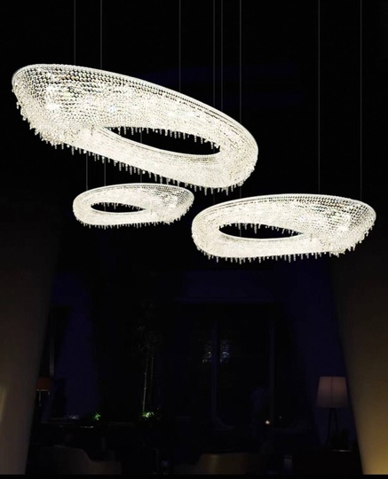 Люстра подвесная, серебро, хрусталь, ZOE 120*52*20 металл, G9.