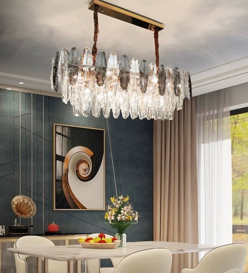 Люстра подвесная BEREN 100*37 дымчатый, стекло, металл, Е14.