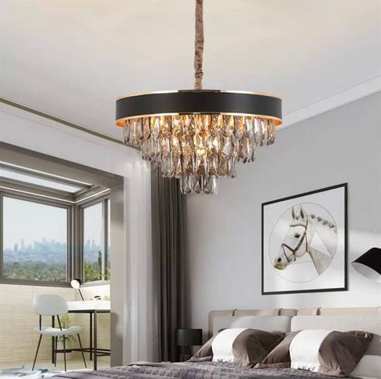 Люстра подвесная ALA 50*30 золото, кристалл, металл, Е14.