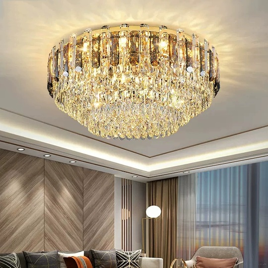 Потолочный светильник, медь, хрусталь, DIANA 50*26 металл, Е14.