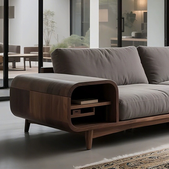 Прямой диван Fiona темный орех, ткань, 260*85*80 см