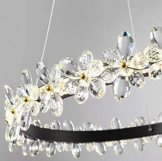 Люстра подвесная, черный, хрусталь, AXTON BLACK 60*120, металл, LED