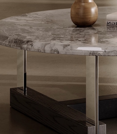 Журнальный стол Oreo, мраморный, в итальянском минималистическом стиле, 90х90х43 см.