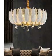 Люстра подвесная, золото, стекло, хрусталь, FELIX 100*42 металл, E14.