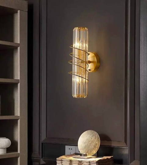 Настенный светильник, Бра, DJULIAN 12*40 золотой, металл, стекло, G9.