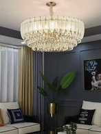 Люстра подвесная AKCICEC 60*35 белый, золото, стекло, металл, Е14.