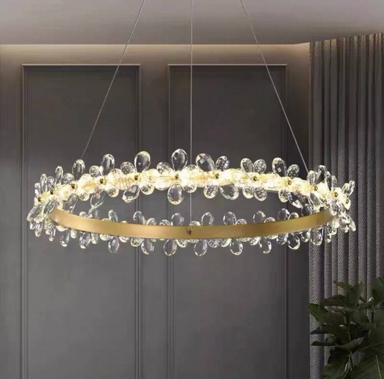 Люстра подвесная, золото, хрусталь, AXTON 60*120, металл, LED