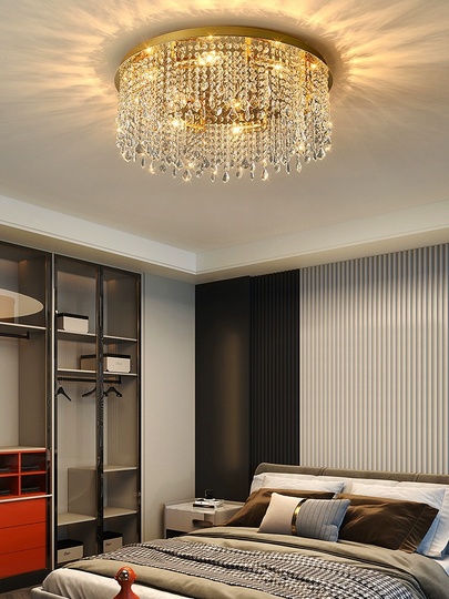 Люстра подвесная, золотой, кристалл, SPARKLING 100*17, металл, E14.