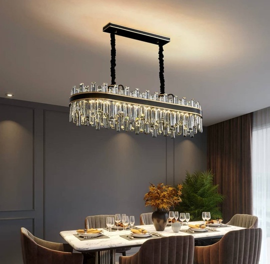 Люстра подвесная BIRGUN 100*23 золото, черный, кристалл, металл, E14.