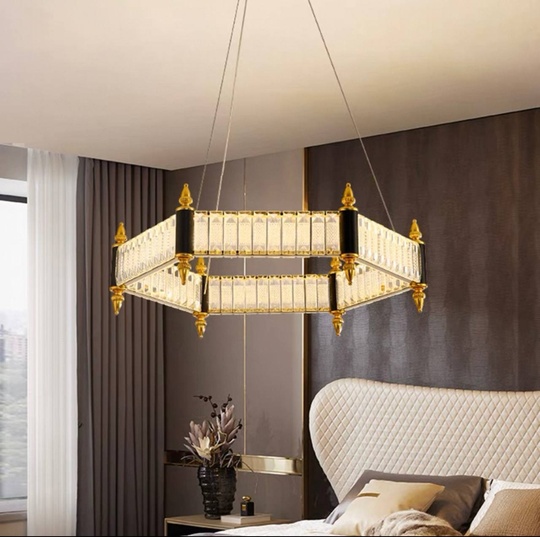 Люстра подвесная, золото, кристалл, ARCHIE 80*18, металл, LED.