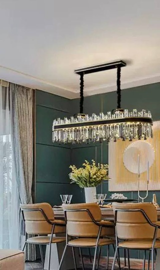 Люстра подвесная BIRGUN 80*23 золото, черный, кристалл, металл, E14.