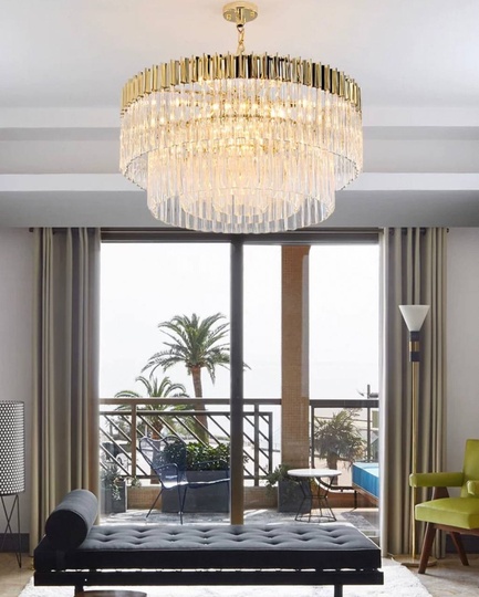 Люстра подвесная, золотой, стекло, AYLA 80*40, металл, E14.