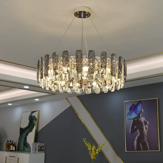 Люстра подвесная AKCICEK 80*22 дымчатый, стекло, металл, Е14.