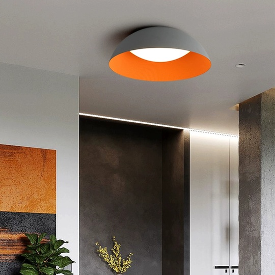 Потолочный светильник серый, оранжевый внутри Ombraly, металл, 45*13 см, светодиодная, LED