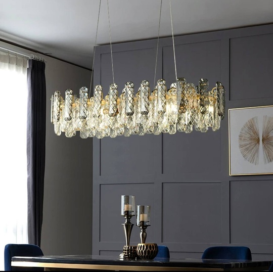 Люстра подвесная AKCA 80*22 дымчатый, стекло, металл, Е14.