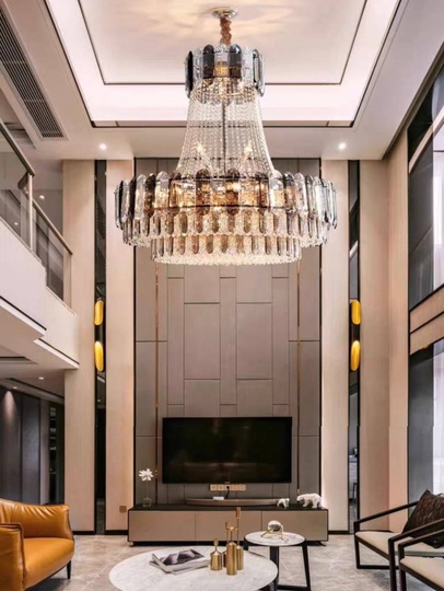 Люстра подвесная, золото, кристалл, CORBIN 150*160 металл, E14.