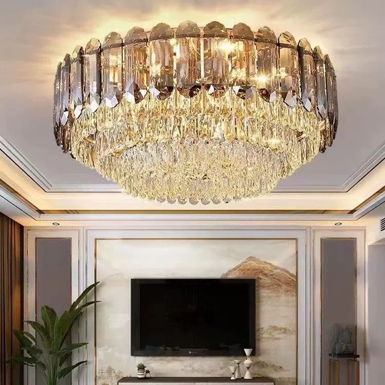 Потолочный светильник, медь, хрусталь, EMILY 50*32 металл, Е14.