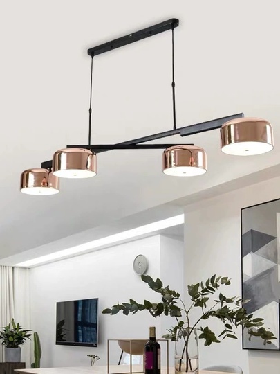 Люстра черная Zyntravo, металл, ПММА розовое золото, 139*10 см, Е27