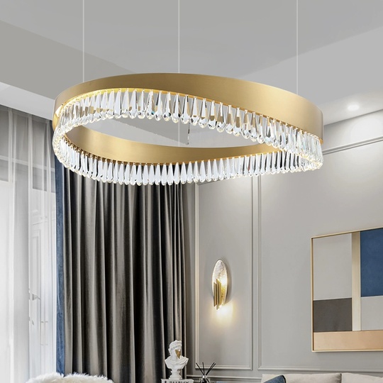 Люстра подвесная, медь, кристалл, GUNHAN 40*25, металл, LED.