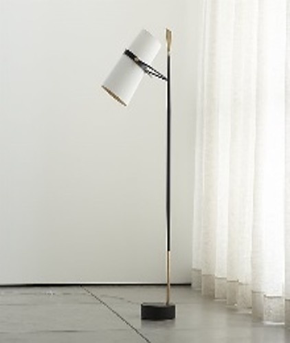 Торшер белый, черный Oleon 40*175, светодиодный, E27, металл, ткань