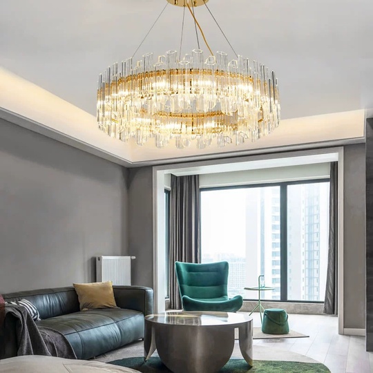 Люстра подвесная ERDEN 80*25 золото, стекло, металл, Е14.