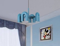 Светильник подвесной голубой Elluvix, металл, трос 150 см, 60*38 см, LED