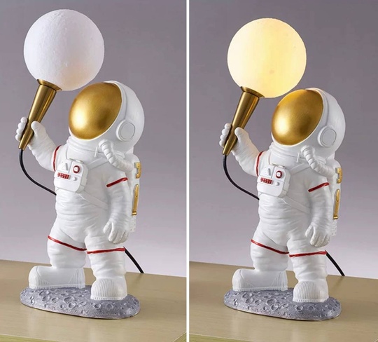 Настольная лампа, ASTRONAUT  20*41, смола, стекло, белый