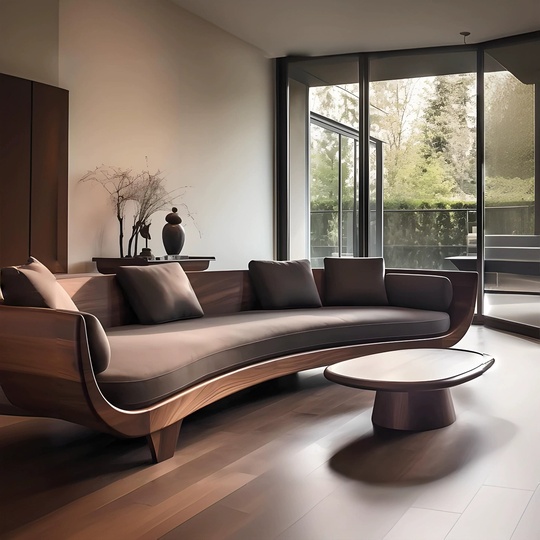 Прямой диван Amelia темный орех, кожа, 240*85*75 см