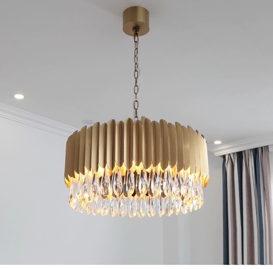 Люстра подвесная, золото, хрусталь, LUCY 100*30, металл, E14.