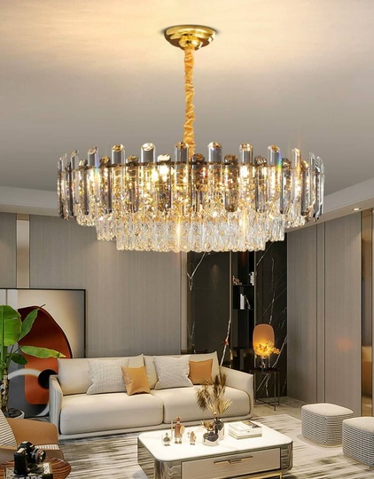 Люстра подвесная ALEV 40*26 золото, кристалл, металл, E14.
