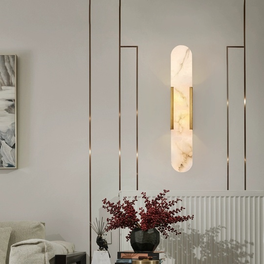 Настенный светильник SASSO, Бра, 10.5*35, бронза, мрамор, металл, G4.