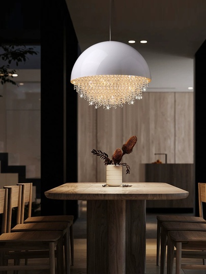 Люстра подвесная, серебро, белый, кристалл, SALENA 50*57 металл, LED.