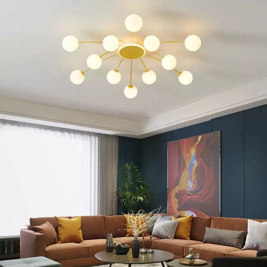 Люстра золотая Unevio, металл, стекло матовое, 125*20 см, светодиодная, LED, G9