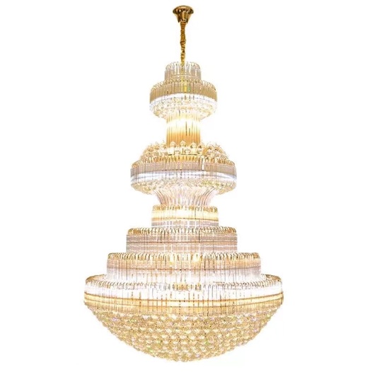 Люстра подвесная, золото, хрусталь, BIMBO 120*190 металл, E14.