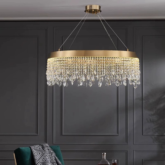 Люстра подвесная FATMA 40*30 бронза, хрусталь, металл, LED.