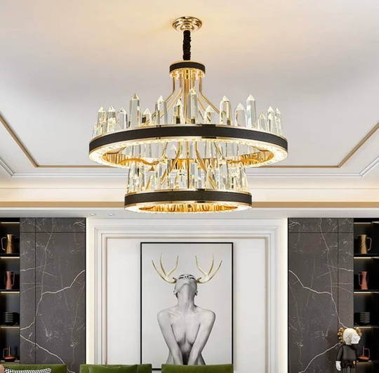 Люстра подвесная ALBENI 80*40 золото, кристалл, металл, LED.