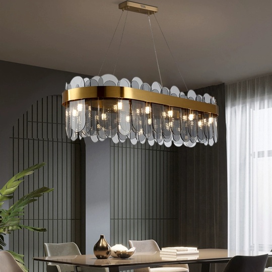 Люстра подвесная, медь, пепел, стекло, DOLUNAY 80*27, металл, G9.