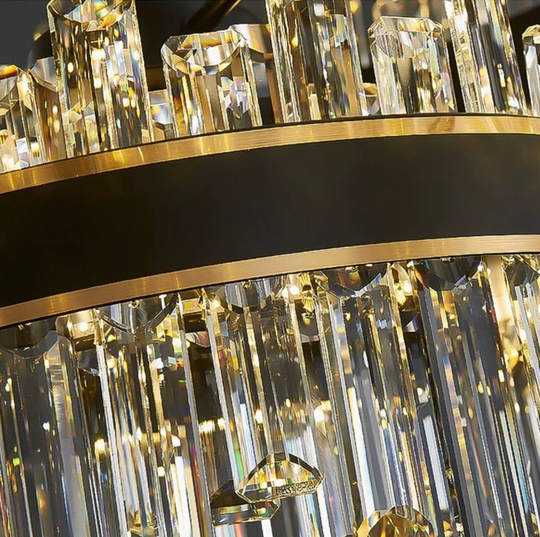 Люстра подвесная BIRGEN 80*23 золото, черный, кристалл, металл, E14.