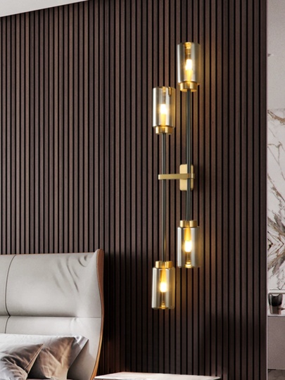 Настенный светильник BASTONI, Бра, 16*79 медный, черный, медь, стекло, G9.