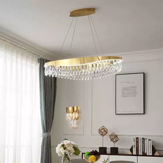 Люстра подвесная, медь, кристалл, GUNEY 80*25, металл, LED.