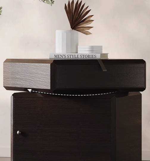 Тумбочка прикроватная с крутящимся ящиком, дымчатый цвет, 2 ящ., 50х50х46 см.