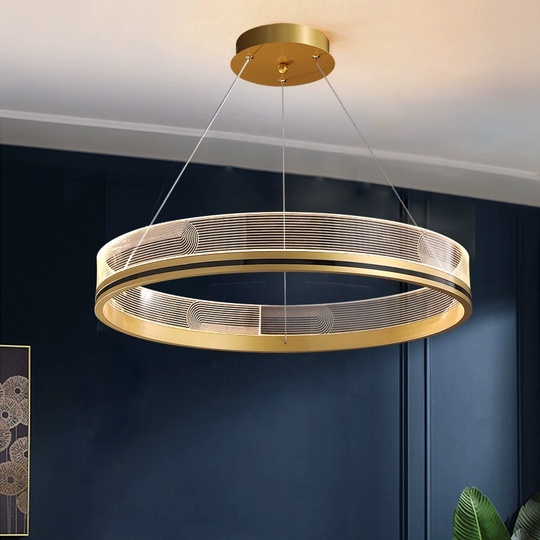 Люстра подвесная, золото, ПММА, MYLES GOLD 80*7, металл, LED