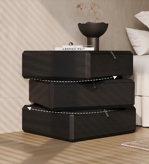 Тумбочка прикроватная, крутящиеся ящики, 3 ящ., 50х40х48 см