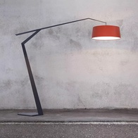 Напольный светильник черный с красным плафоном Lumens, E27, 15 Вт