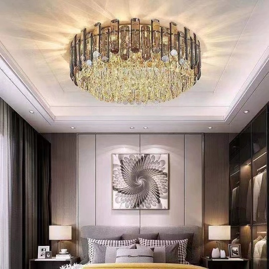 Потолочный светильник, медь, хрусталь, CUPID 40*28 металл, Е14.