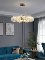 Люстра подвесная, золото, песочно-белый, стекло, AUTUNA 56*13, металл, G9.