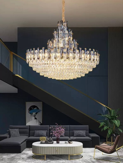 Люстра подвесная ERIS 50*50 золото, кристалл, металл, Е14.