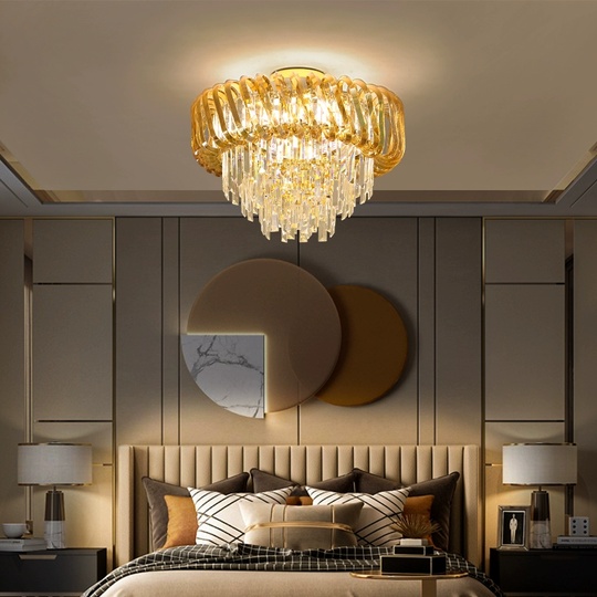 Люстра подвесная, золото, кристалл, COLIN 100*45 металл, E14.