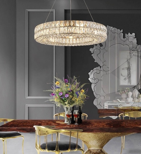 Люстра золотая Evlorm, металл, кристалл, 65*12 см, подвесная, Е14